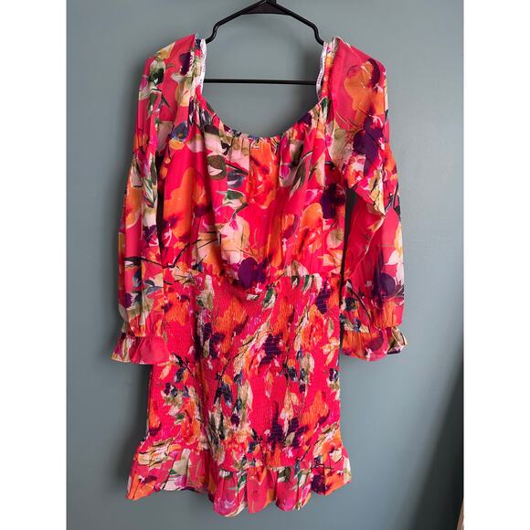 Guess Floral Blouson Off Shoulder Mini Dress - Picture 3 of 7